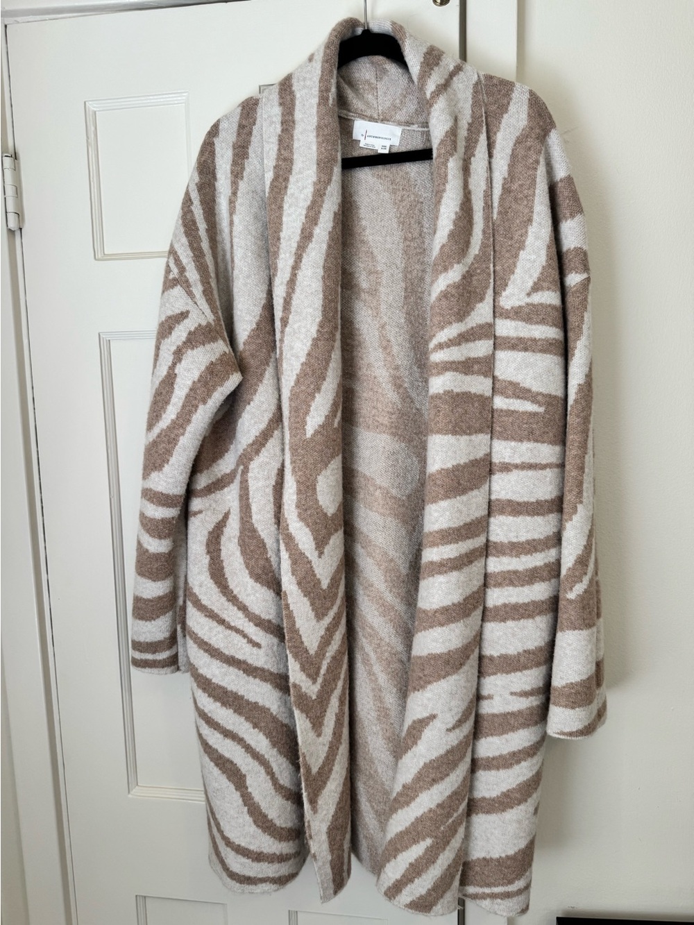 Anthropologie Zebra Print Long Cardigan Coatigan One Size